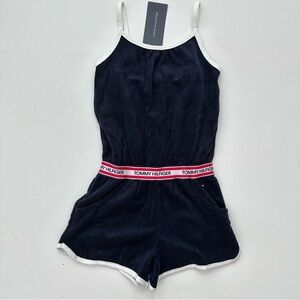 Tommy Hilfiger Kids Logo Tape Terry Romper Size 5 Girls